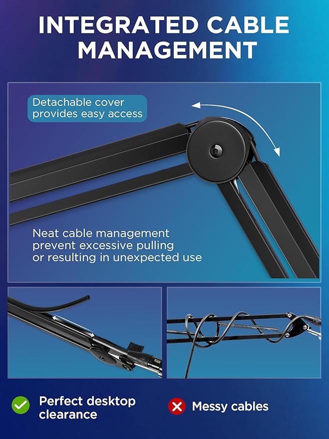InnoGear Mic Boom Arm Microphone Stand Cable Management - Image 5