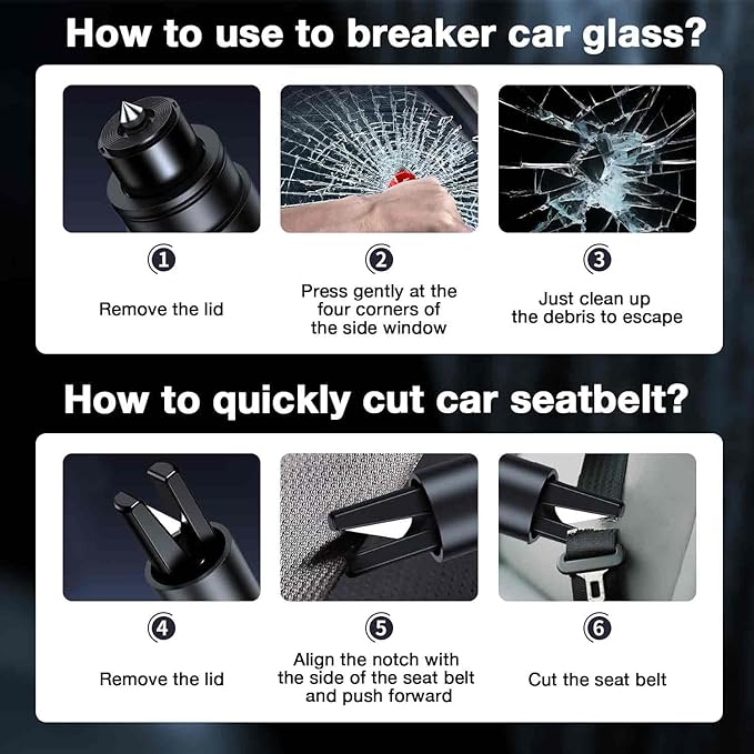 MOTORBUDDY Car Window Breaker Tool, 2-in-1 Window Breaker Seatbelt Cutter - Image 6