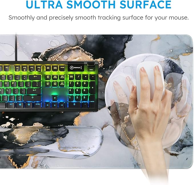 iCasso Desk Mat, Gaming Mouse Pad Wrist Support Set, 4in1 XXL Large Mousepad + - Image 4