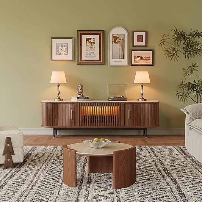 POVISON Fully-Assembled Mid Century Modern Black TV Stand - Image 2