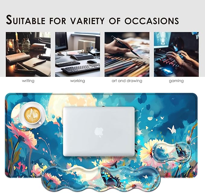 BFUKVOU Large Keyboard Mouse Pad Set, Extended Mouse Pad+Keyboard Wrist Rest - Image 7