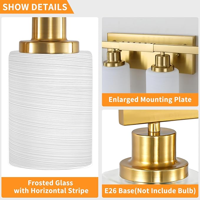 DIKAIDA 52inch Gold Bathroom Light Fixtures, Modern Bathroom Vanity Light - Image 4