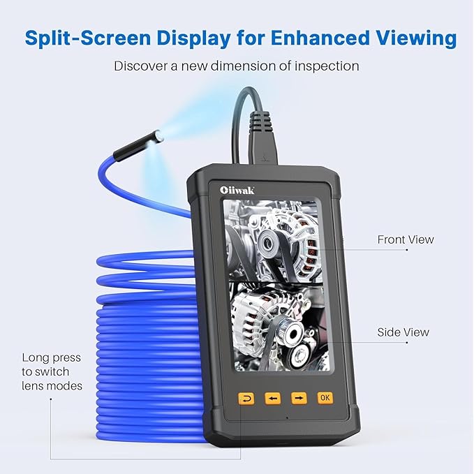 Oiiwak 50 ft Triple Lens Borescope, Drain & Sewer Camera | 4.3" 1080P, Carrying - Image 3