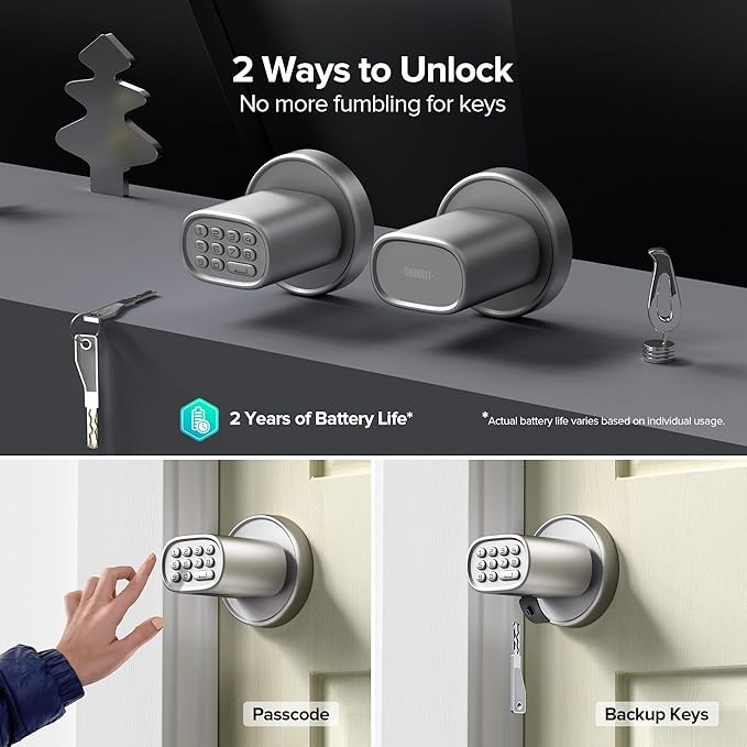 ThorBolt Door Lock Knob with Keypad Keyless Entry Door Knob Electric Coded - Image 2