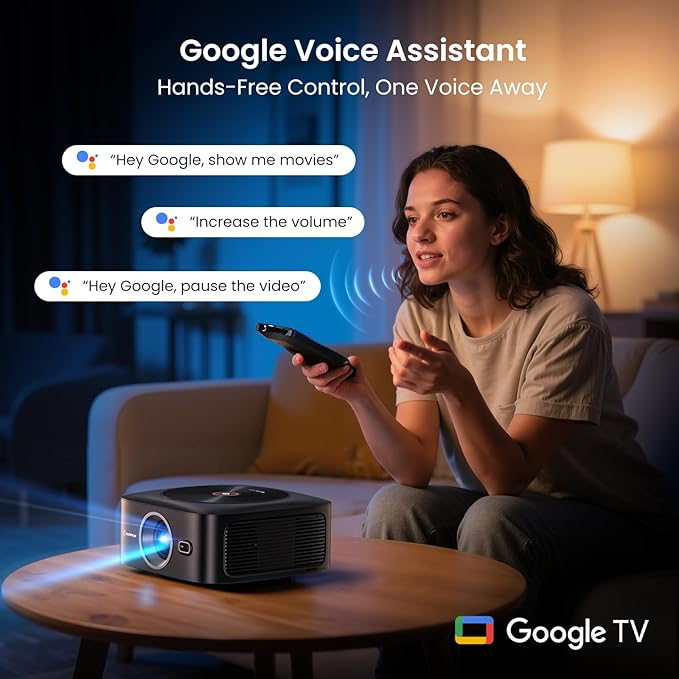 1500 ANSI Official Licensed Google TV Smart Projector, HAPPRUN 4K Full HD Home - Image 3