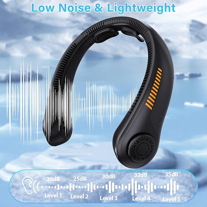 UZOPI Portable Neck Fan, Hands-Free, 5 Speeds, Gifts - Image 5