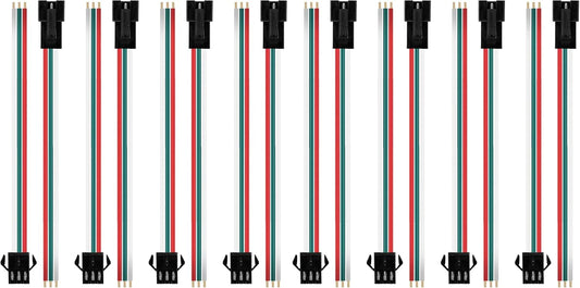 BTF-LIGHTING 20 Pairs JST SM 3 Pin Connectors for WS2812B WS2811 WS2812 WS2814 SK6812 FOCB CCT LED Strip Female Male 15cm 22awg Wire (Pack of 2)