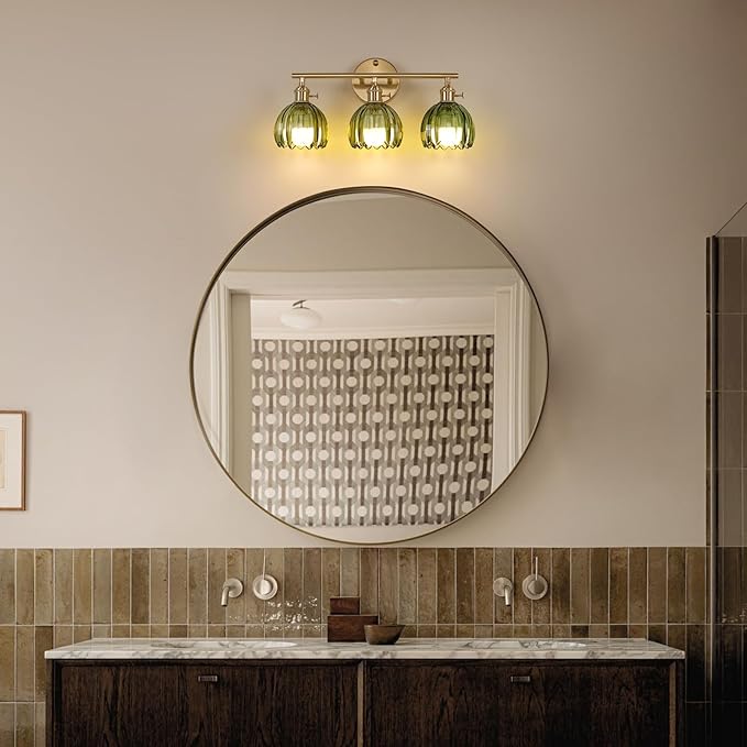 Shenmoyl Battery Operated Bathroom Light Fixtures, 3-Light Brass Vanity Wall - Image 9