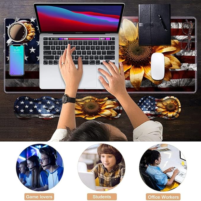 Ergonomic Keyboard Wrist Rest & Mouse Pad Wrist Rest Set, Large XXL Gaming Desk - Image 7