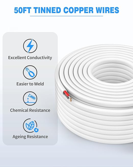 NAOVEO 10 Gauge Wire 2 Conductor Electrical Wire, 10 AWG Stranded PVC Tinned - Image 6