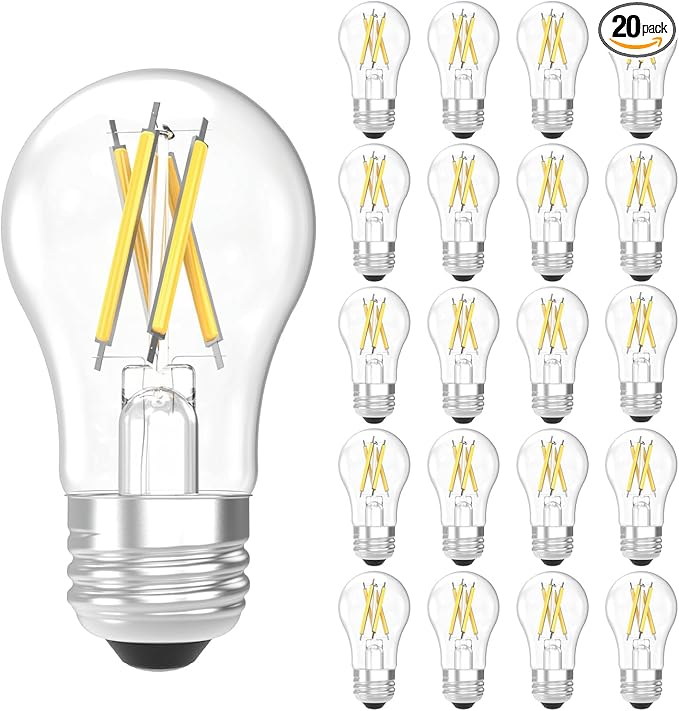 Sunco 20 Pack A15 Light Bulb LED, Edison Style Bulb, Dimmable Vintage Filament by SuncoLighting