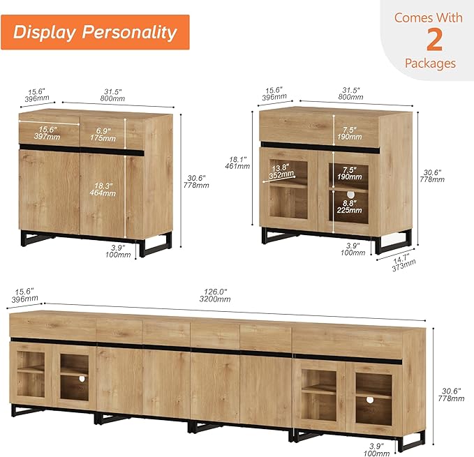 WAMPAT Modern TV Stand for TVs up to 120 inch, 4 in 1 TV Console - Image 2