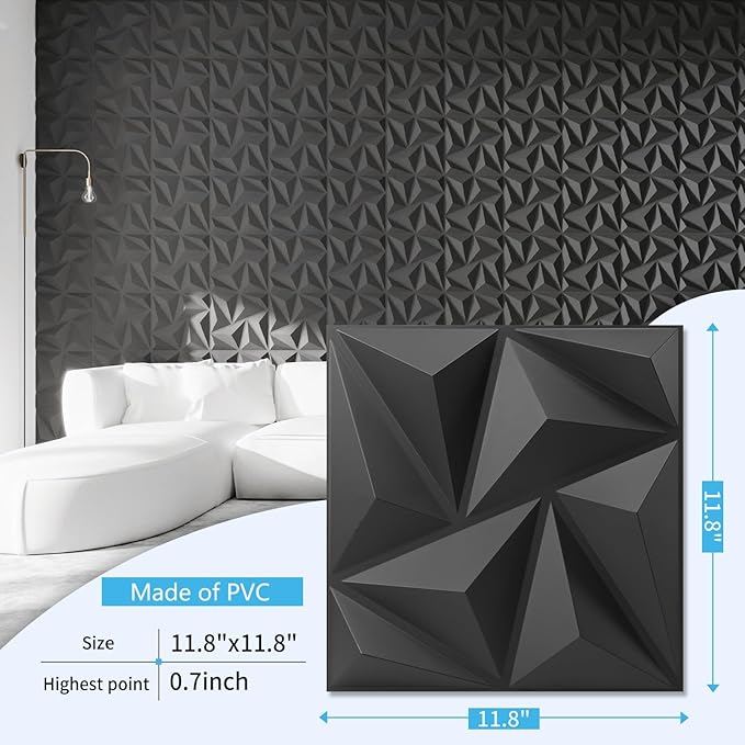 Art3d 3D Wall Panels 20 Pack, 11.8" x 11.8" PVC Wall Panels, Glue Up Wall Decor - Image 2