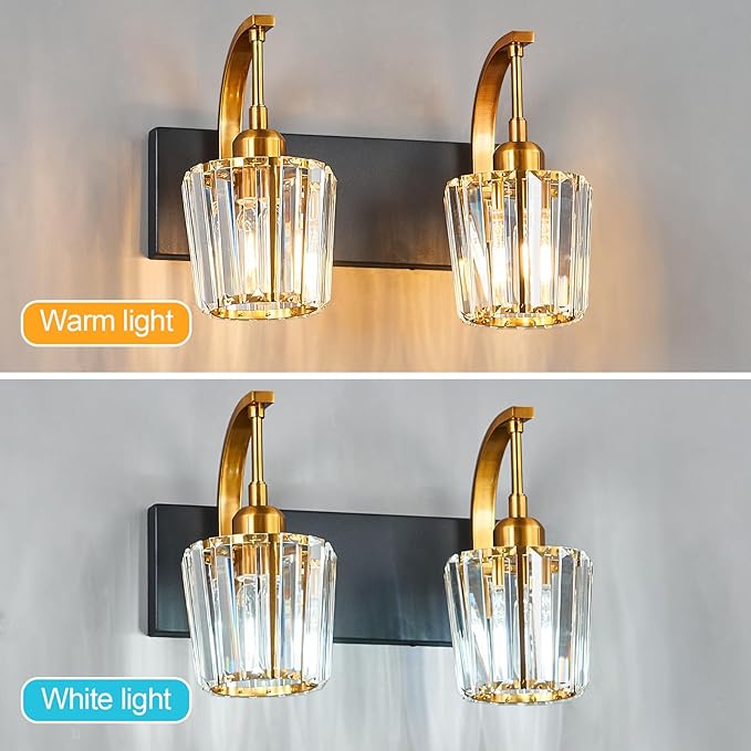 FDPBY Modern Bathroom Vanity Light, 2-Light Black Gold Wall Sconce - Image 5