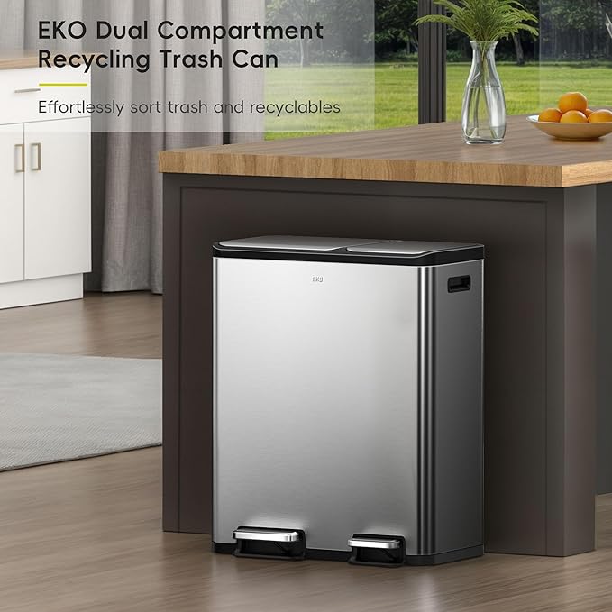 EKO EcoCasa Stainless Steel Dual Step Trash Can - Image 3