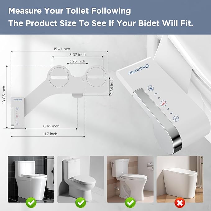 HOPOPRO Bidet Attachment for Toilet, Non-Electric Bidet Ultra-Slim Dual Nozzle - Image 3