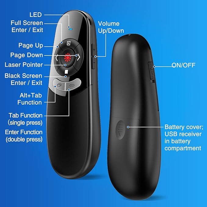 2 in 1 Type C USB Presentation Clicker，Wireless Presenter Remote PowerPoint - Image 5