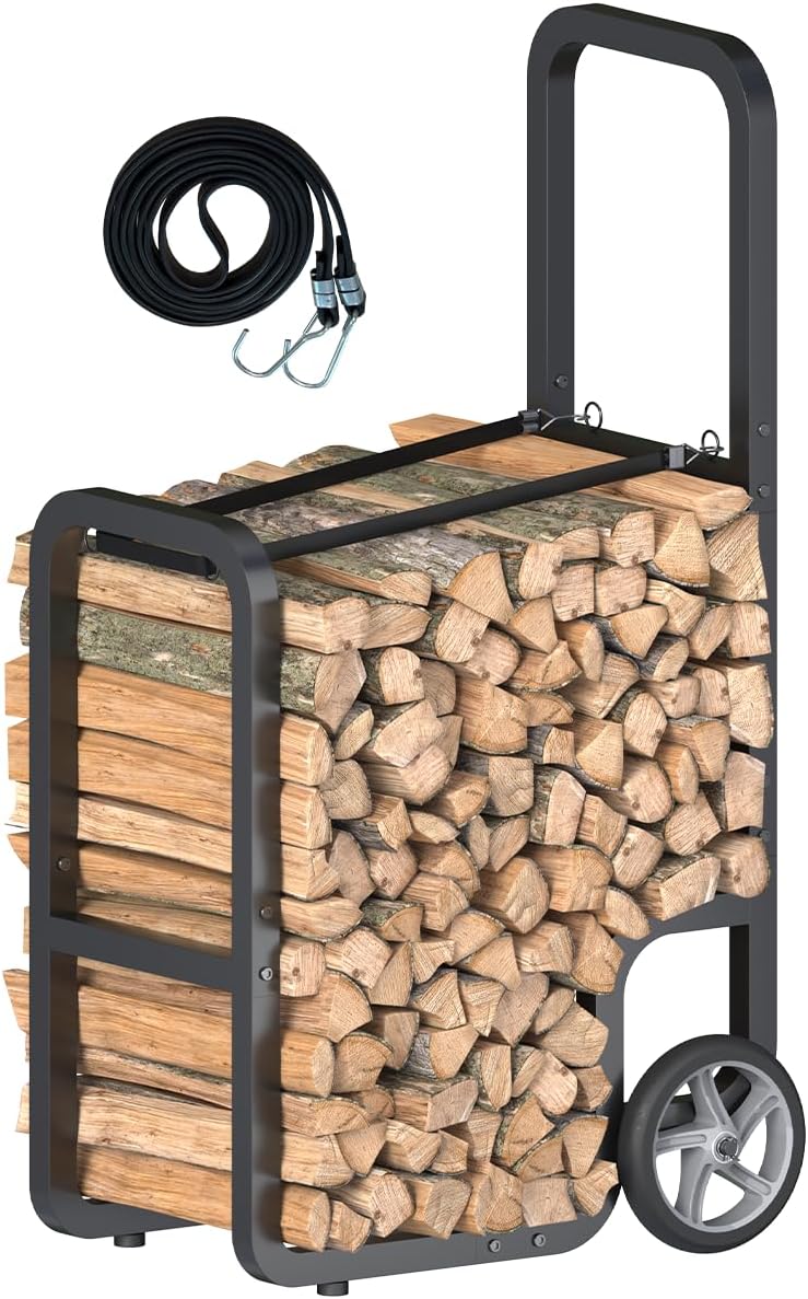 300 lbs firewood rack cart, large-capacity rolling log, main product view