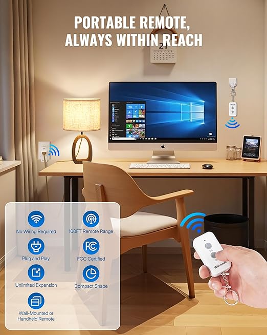 Remote Control Outlet Plug, WILAWELS Wireless Light Switch, On Off Remote - Image 4