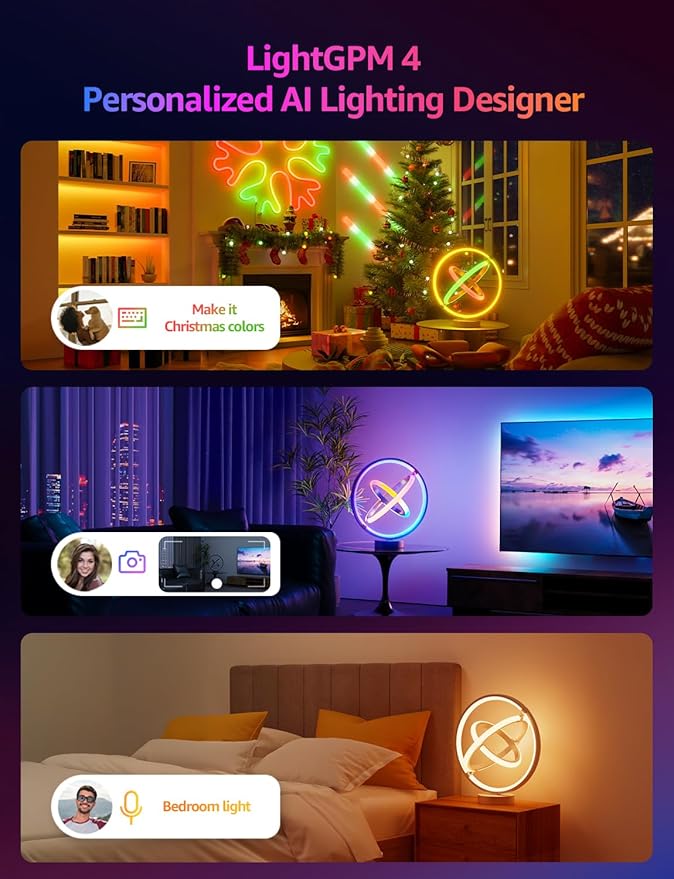 Lepro TB1 AI Smart Table Lamp, RGB+IC Addressable Color Changing Desk Light - Image 3