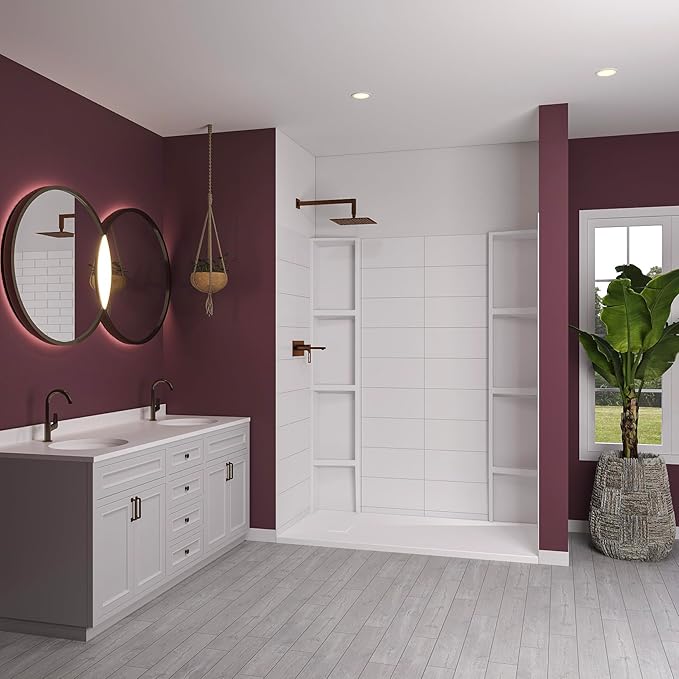 White Acrylic Shower Wall Surround 36"x 60"x 80" - Image 2