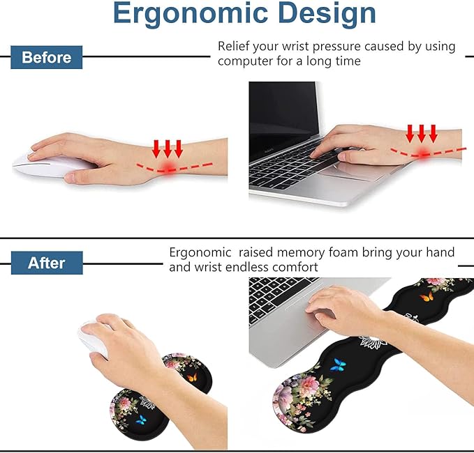 Ergonomic Keyboard Wrist Rest & Mouse Pad Wrist Rest Set, 31.5"x 11.8" Large - Image 3