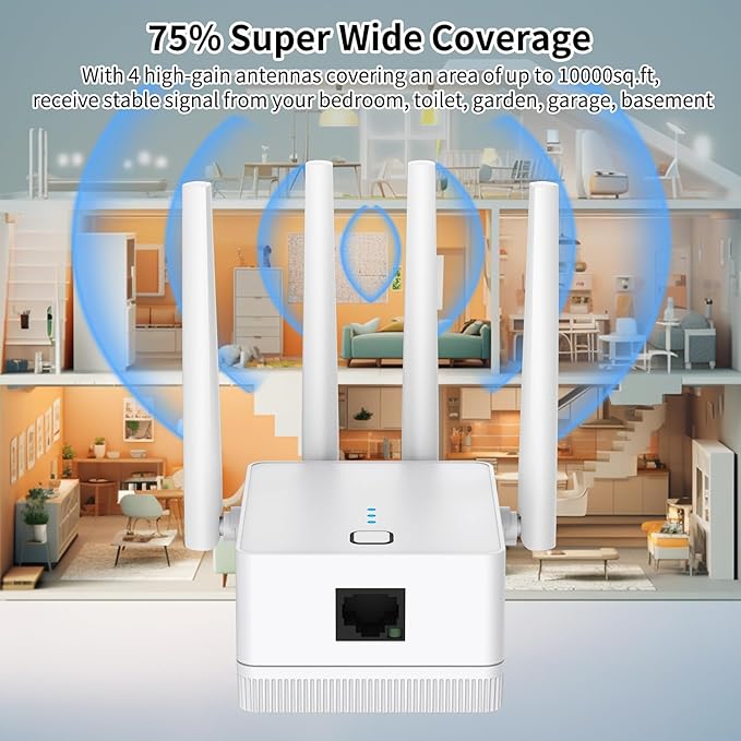 WiFi Extender, 2024 Fastest WiFi Booster 1200Mbps Dual Band WiFi Extenders - Image 2