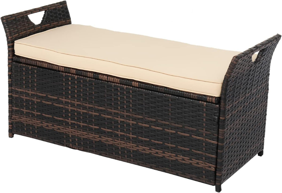 vingli 40 gallon rattan deck box with cushion, main product view