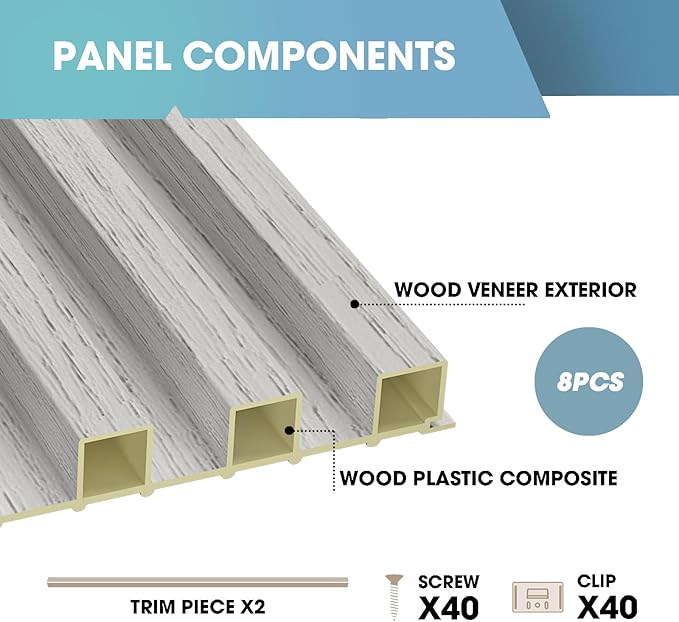 OUZUGIE WPC Acoustic Slat Wall Paneling, Living Room, TV Background, Study Room - Image 4
