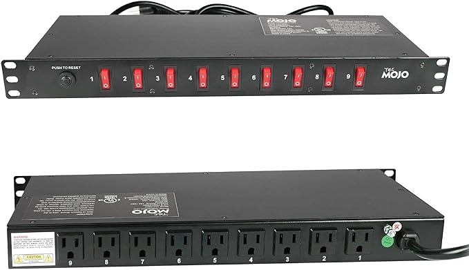 Tecmojo 9-Outlet Rack Mount Overloading Protection Circuit Breaker PDU Power by Tecmojo