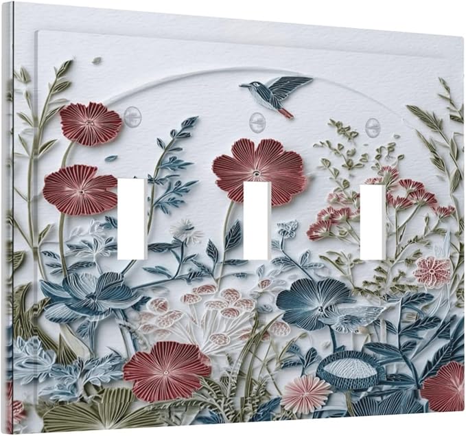 Bvtewkhz Wildflowers Flowers Floral Plants 3 Gang Triple Toggle Wall Plate - Image 2
