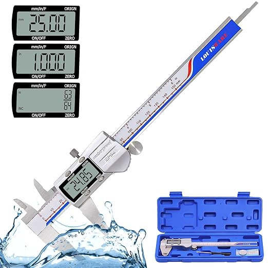 Digital Caliper Measuring Tool, IP54 Waterproof Electronic Digital Micrometer by Louisware