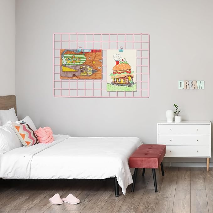 PATIKIL 14"x14" Wire Grid Panel, 2 Pack Board Photo Pictures Memo Display Grid - Image 6