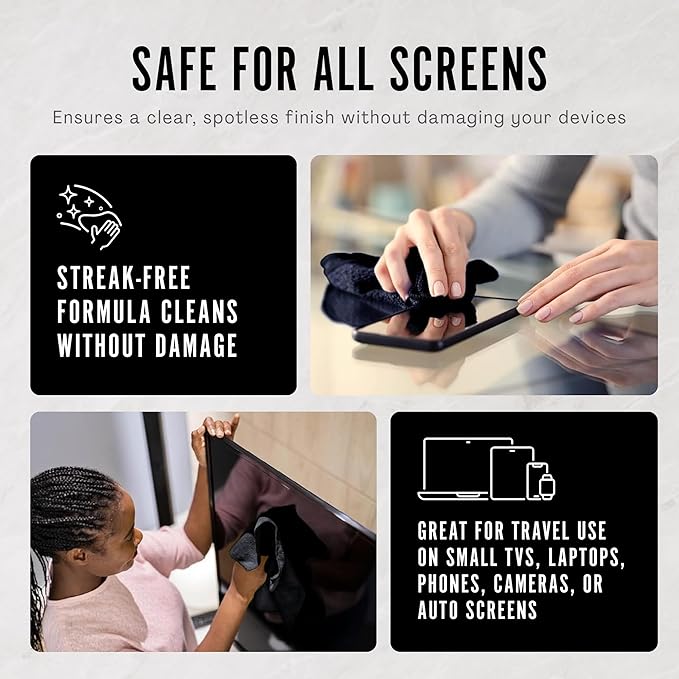Delete Screen Cleaner Spray Kit, 4 Pack, 2oz Bottle and 12"x12" Microfiber - Image 5