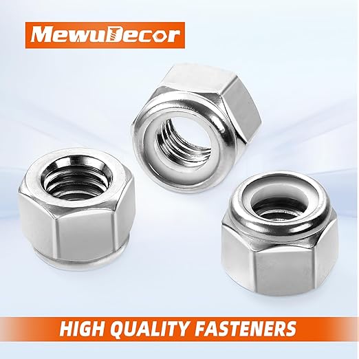 MewuDecor #10 24 Nylon Insert Hex Lock Nuts Locknuts, 304 Stainless Steel 18-8 - Image 3