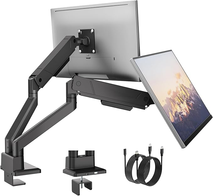 monTEK Dual Monitor Mount with USB Monitor Arms by monTEK
