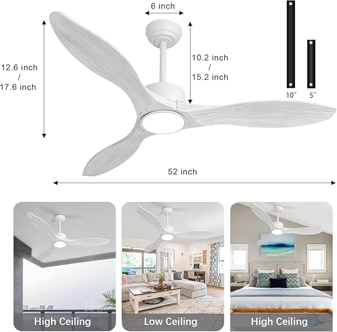 revoici 52 Inch White Ceiling Fan - Image 6