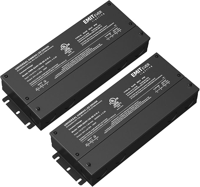 EMITEVER Dimmable Led Driver, 2 Packs 150W AC 110V-277V to DC 24V Transformer by EMITEVER