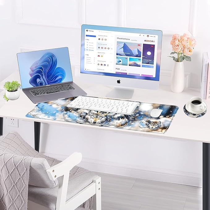 BFUKVOU Large Keyboard Mouse Pad Set, Extended Mouse Pad+Keyboard Wrist Rest - Image 3
