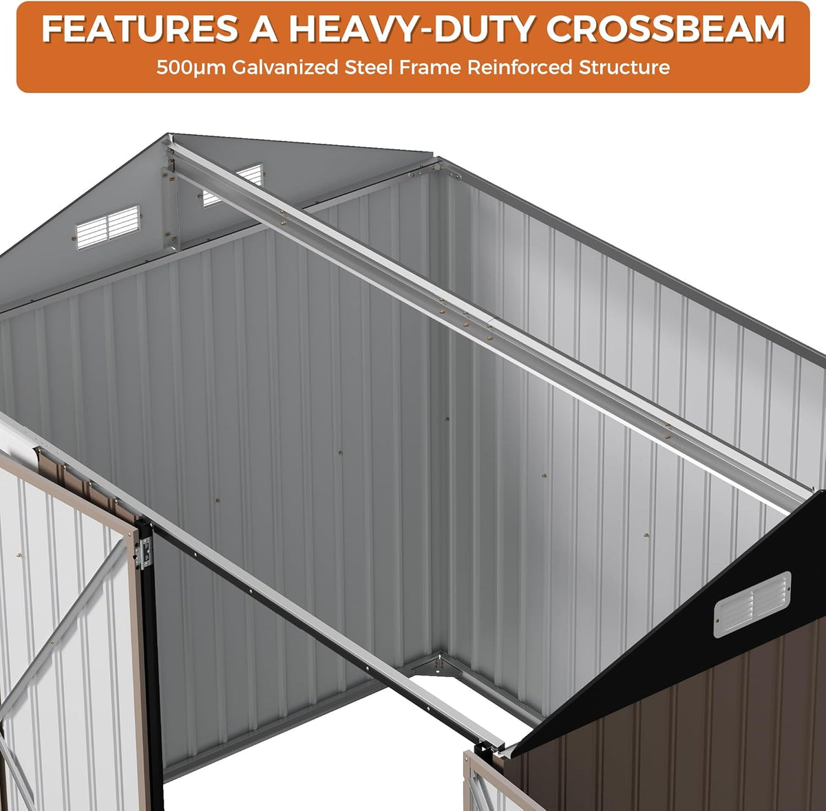 ironck 8x6ft outdoor storage shed with clear window, package contents