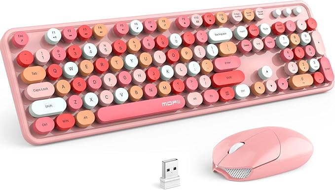 MOFII Wireless Keyboard and Mouse Combo, 2.4GHz Retro Full Size by MOFII