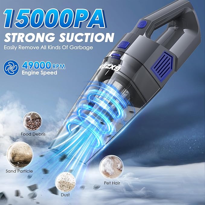 Gxzsk Handheld Vacuum Cordless, 15000PA Strong Suction Hand Held Car Vacuum - Image 2
