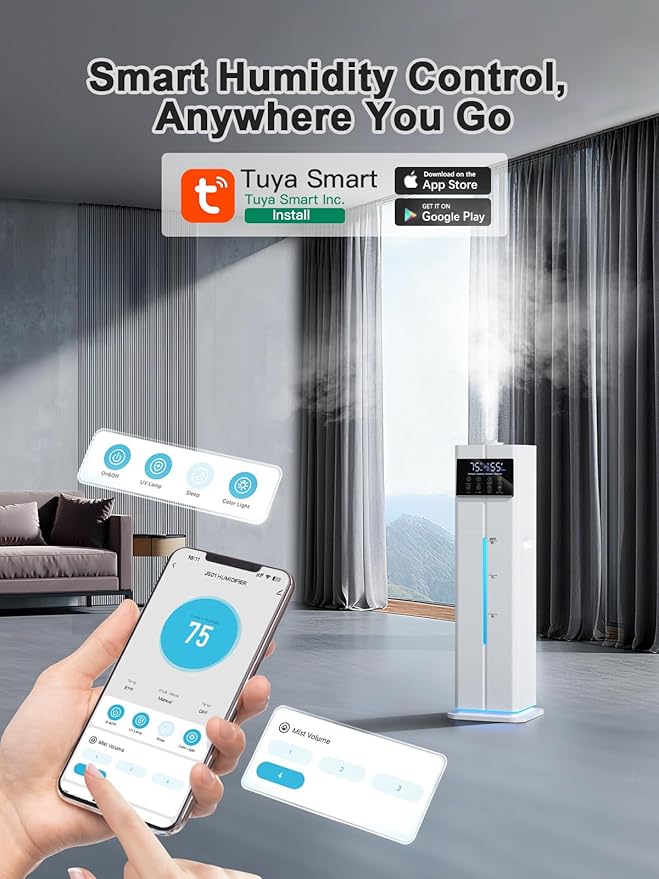 Zeova 9L/2.4Gal Smart Cool Mist Humidifier, Top Fill Quiet Humidifier Large Room - Image 2