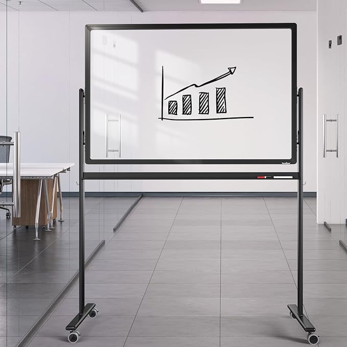 Mobile Clear Glass Whiteboard on Wheels - Image 7
