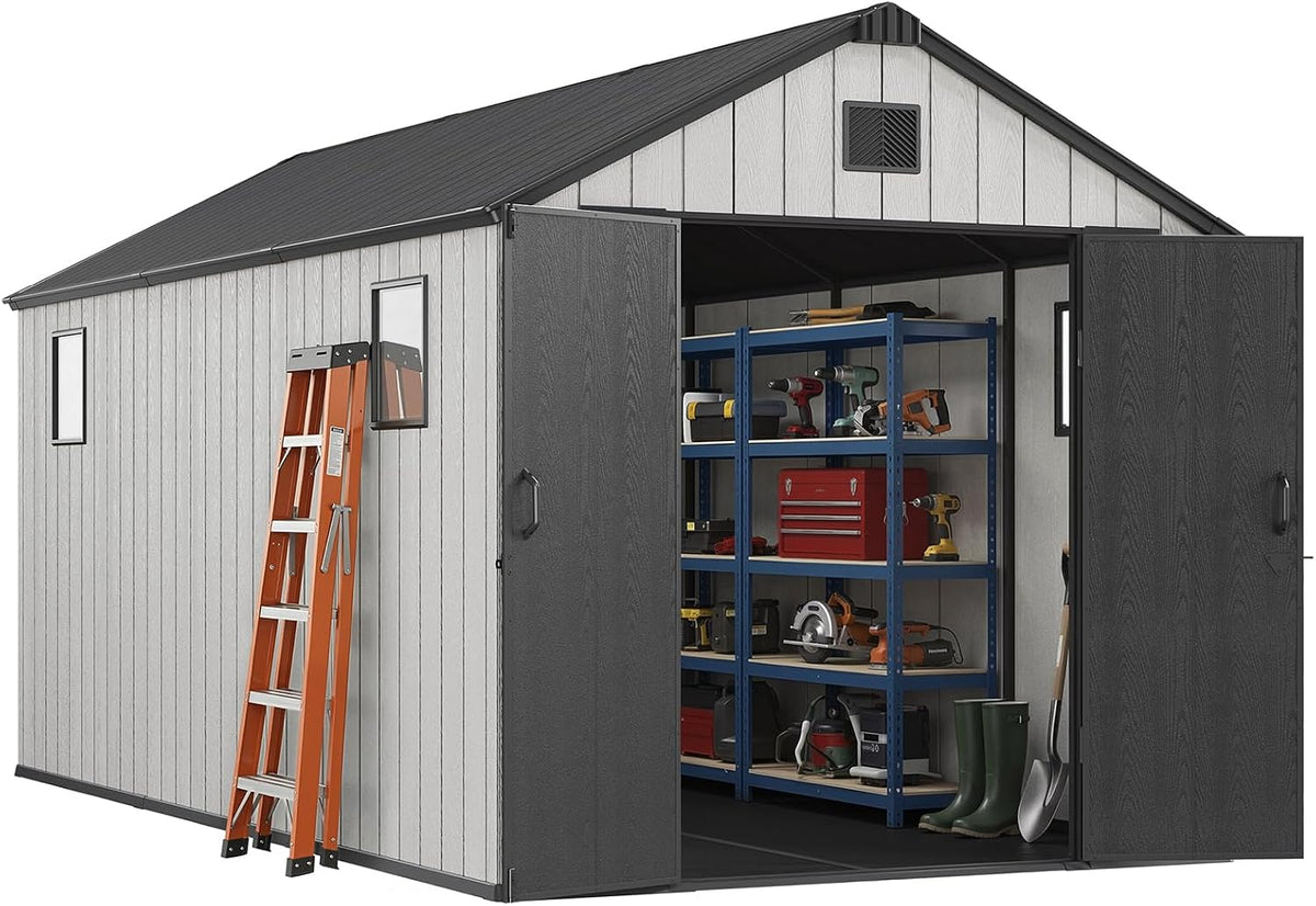 jocoevol heavy duty storage shed, 8x15ft resin outdoor, main product view