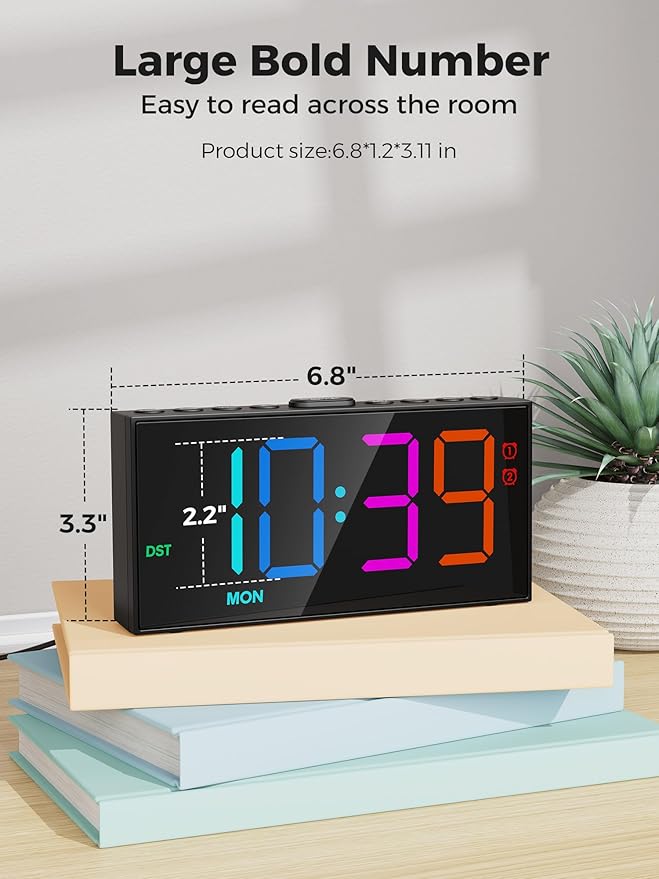 PPLEE RGB Digital Alarm Clock for Bedrooms - Image 7