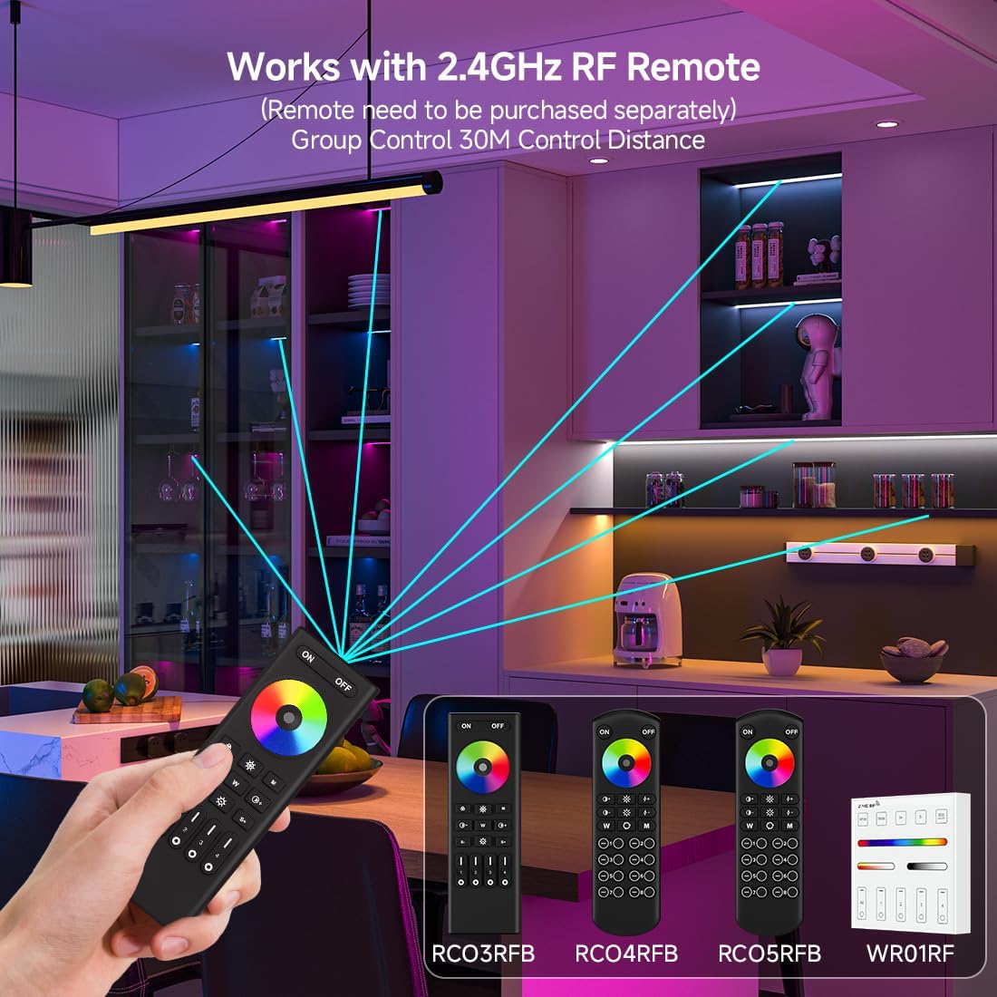 BTF-LIGHTING CH31W WiFi Bluetooth Smart RGB Controller 20kHz High Frequency PWM Dimmer for No Flicker No Buzzing RGB RGBW RGBCCT LED Strips Works with Alexa Google Home Smart Life App (No Remote)