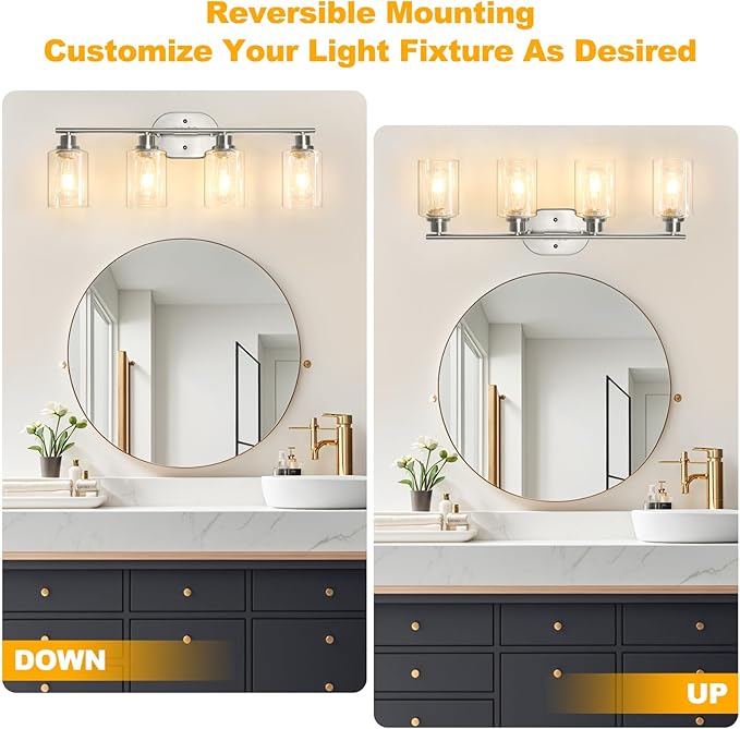 Unicozin Bathroom Light Fixtures, 4 Light Vanity Lights - Image 3