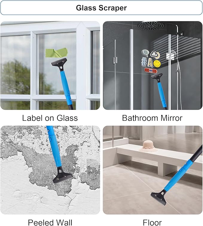 Swivel Squeegee Kit with 4 Extension Poles, Glass Scraper, Bendable Duster - Image 4