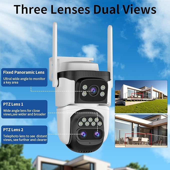 VSTARCAM Three-Lens Security Camera, 2K Outdoor Camera, Human Detection - Image 2